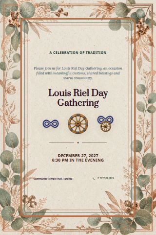 Louis Riel Day Gathering invitation preview