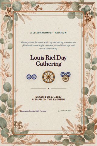 Louis Riel Day Gathering invitation design preview