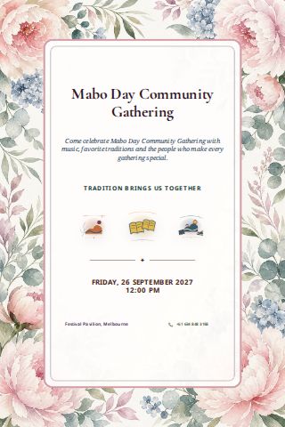 Mabo Day Community Gathering invitation design preview