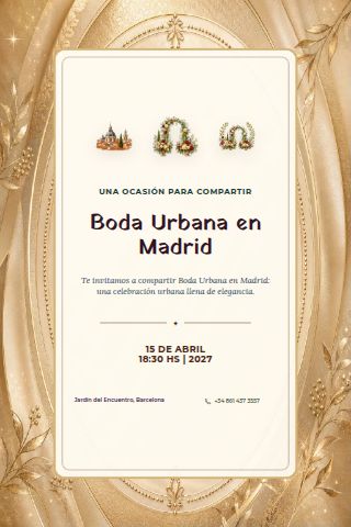 Madrid City Wedding invitation design