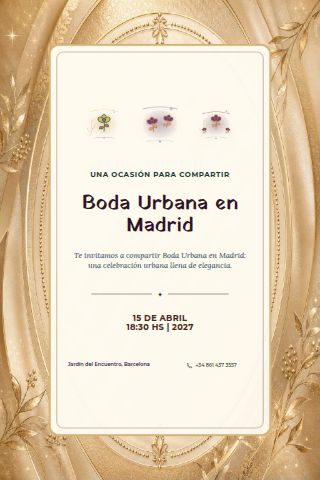 Madrid City Wedding invitation design preview