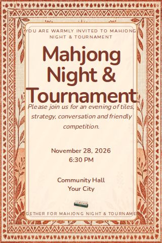 Mahjong Night & Tournament invitation design preview