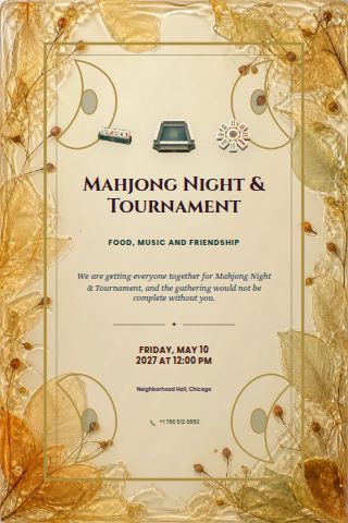 Mahjong Night & Tournament invitation preview