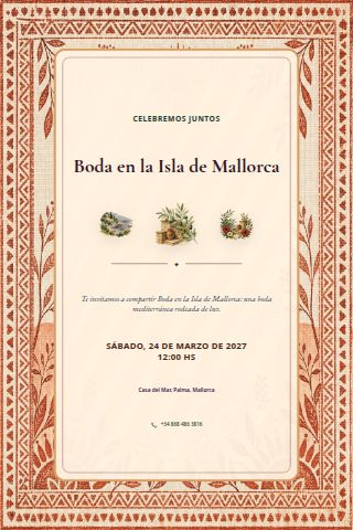 Mallorca Island Wedding invitation design