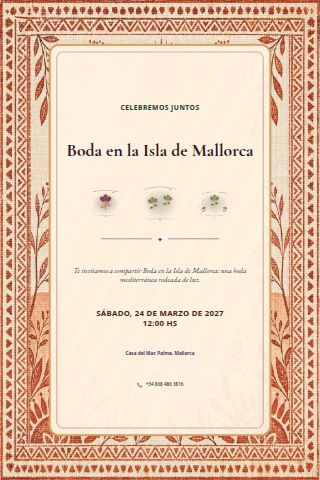 Mallorca Island Wedding invitation design preview