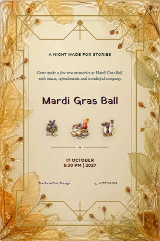 Mardi Gras Ball invitation preview