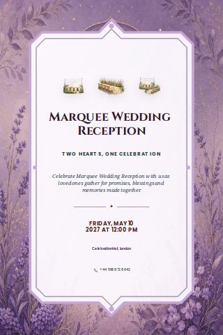 Marquee Wedding Reception invitation preview