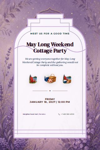 May Long Weekend Cottage Party invitation design preview