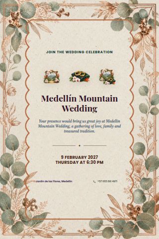 Medellín Mountain Wedding invitation preview