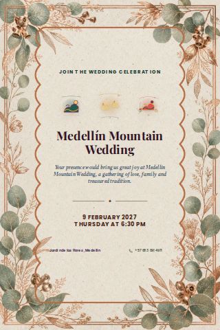 Medellín Mountain Wedding invitation design preview