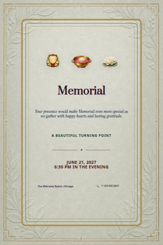 Memorial invitation preview
