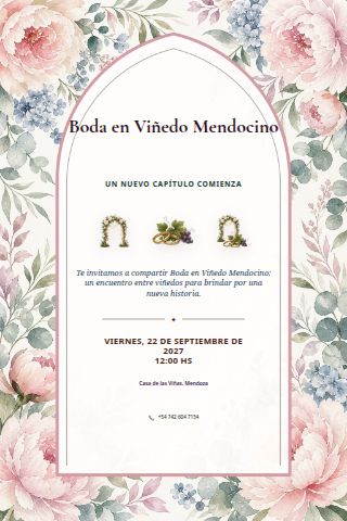 Mendoza Vineyard Wedding invitation preview