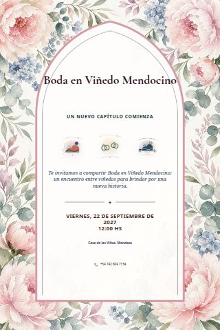 Mendoza Vineyard Wedding invitation design preview