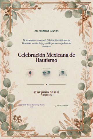 Mexican Baptism Celebration invitation design preview