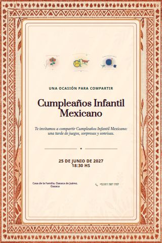 Mexican Children's Birthday invitation design preview