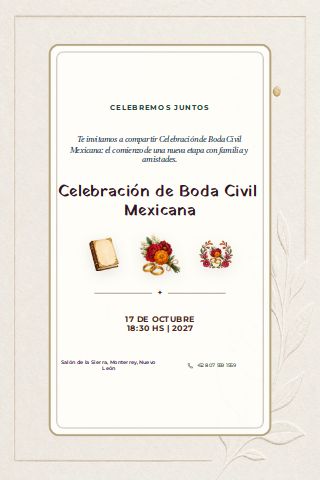 Mexican Civil Wedding Celebration invitation preview