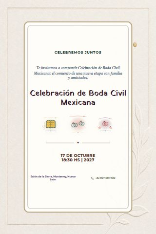 Mexican Civil Wedding Celebration invitation design preview