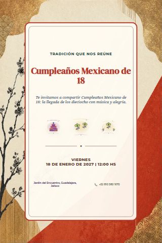Mexican Eighteenth Birthday invitation design preview