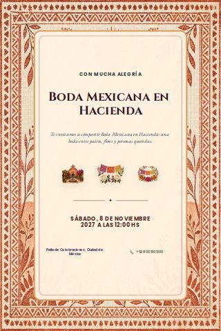 Mexican Hacienda Wedding invitation preview