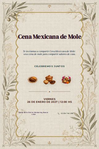 Mexican Mole Dinner invitation preview
