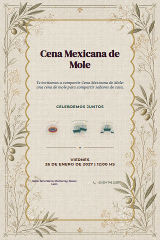 Mexican Mole Dinner invitation design preview