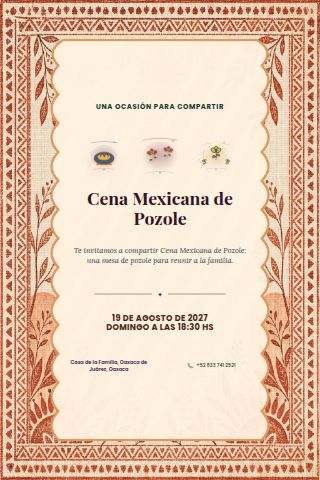 Mexican Pozole Dinner invitation design preview