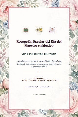 Mexican Teachers' Day School Reception invitation design preview