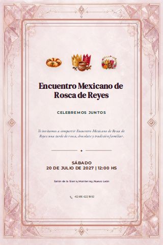 Mexican Three Kings Rosca Gathering invitation preview
