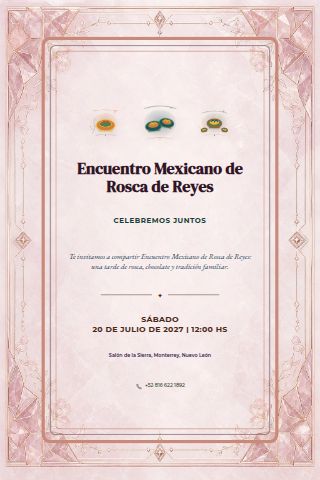 Mexican Three Kings Rosca Gathering invitation design preview