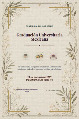 Mexican University Graduation invitation design preview