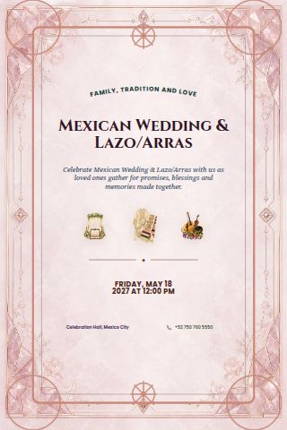 Mexican Wedding & Lazo/Arras invitation preview