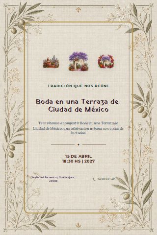 Mexico City Rooftop Wedding invitation preview