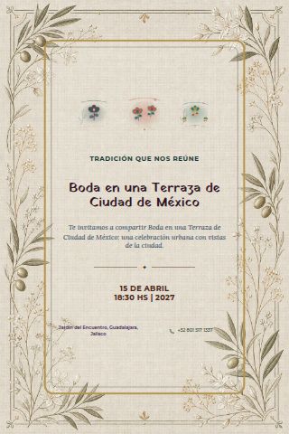 Mexico City Rooftop Wedding invitation design preview