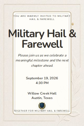 Military Hail & Farewell invitation design preview