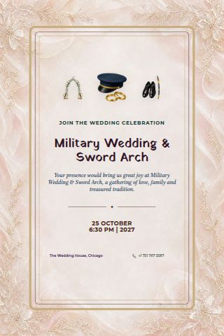 Military Wedding & Sword Arch invitation preview