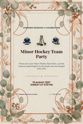 Minor Hockey Team Party invitation preview