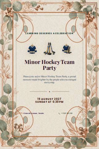 Minor Hockey Team Party invitation design preview