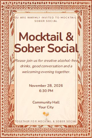 Mocktail & Sober Social invitation design preview
