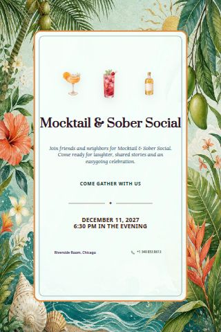 Mocktail & Sober Social invitation preview