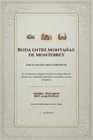 Monterrey Mountain Wedding invitation preview