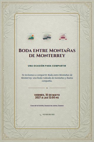 Monterrey Mountain Wedding invitation design preview