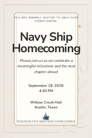 Navy Ship Homecoming invitation design preview
