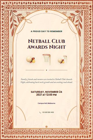 Netball Club Awards Night invitation preview