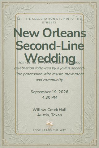 New Orleans Second-Line Wedding invitation design preview