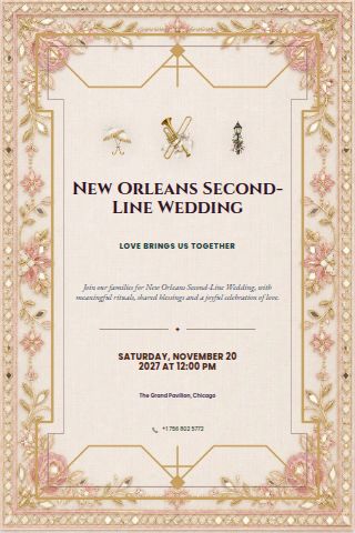 New Orleans Second-Line Wedding invitation preview