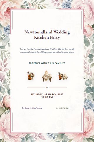 Newfoundland Wedding Kitchen Party invitation design preview