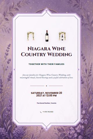 Niagara Wine Country Wedding invitation preview