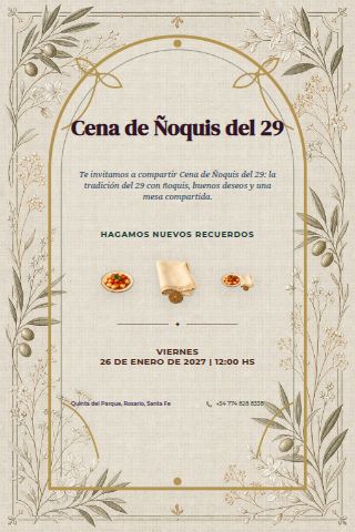 Ñoquis del 29 Dinner invitation preview