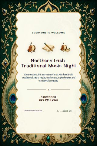 Northern Irish Traditional Music Night invitation preview