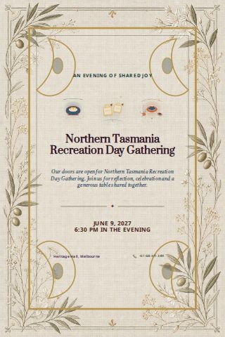 Northern Tasmania Recreation Day Gathering invitation design preview